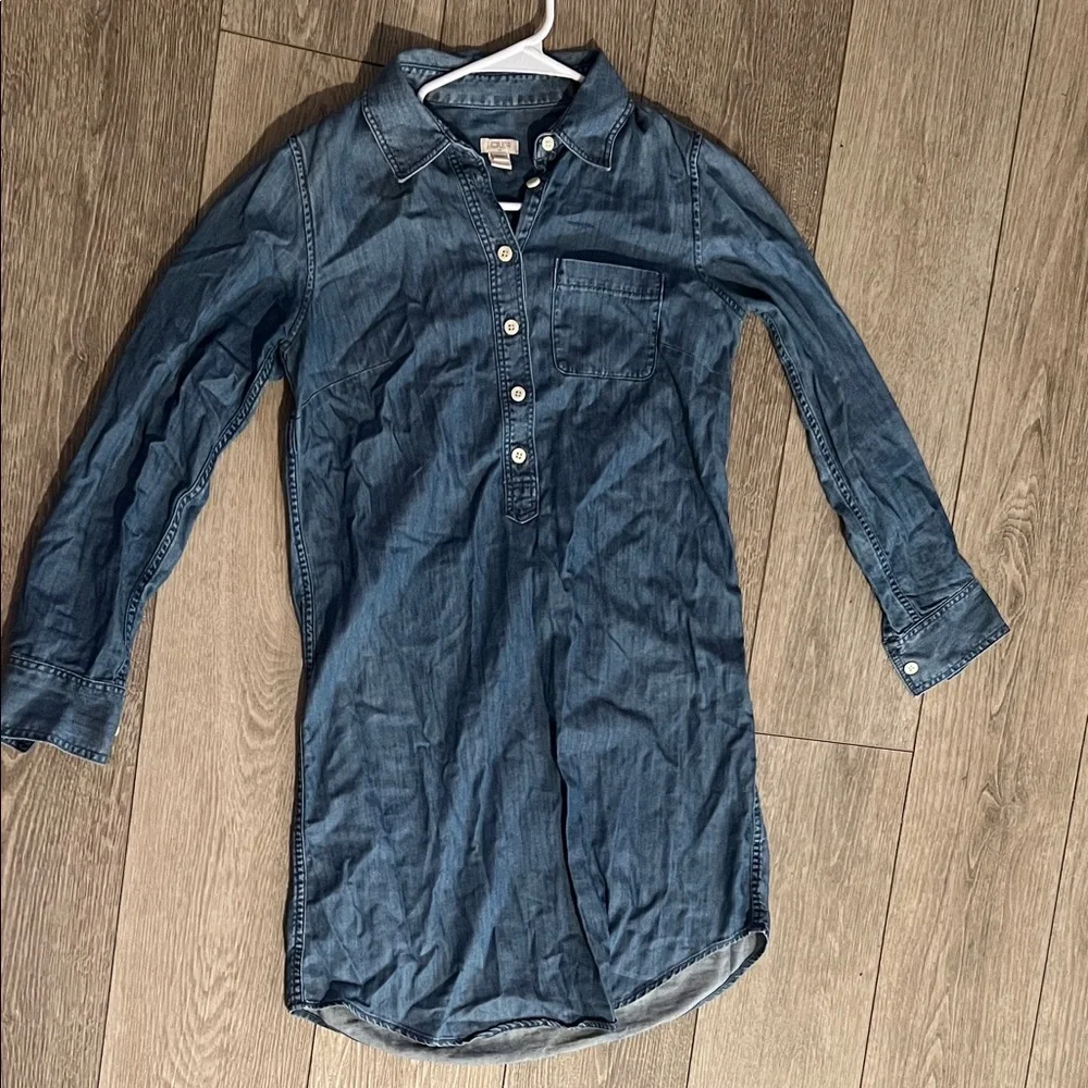 J. Crew XXS OVERSIZED Indigo Denim Chambray Shirt Dress - Picture 9 of 9